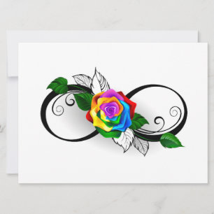 Invitation Symbole d'infini avec rose arc-en-ciel