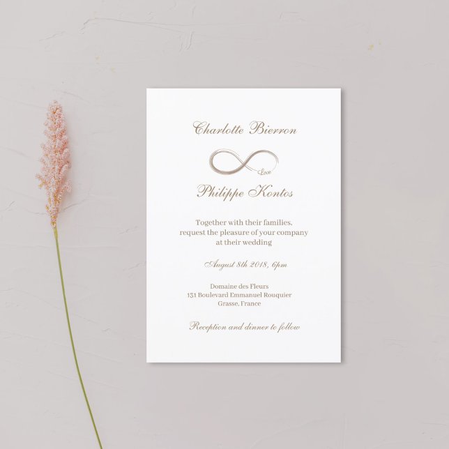 Invitation Symbole d'infini Elegant Gold White Grey Mariage (Créateur téléchargé)