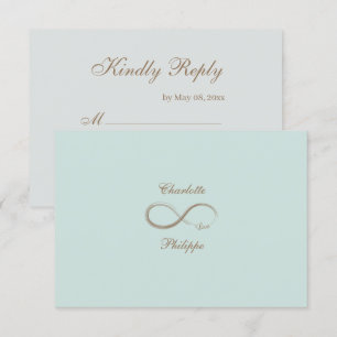 Invitation Symbole d'infini Or Monnaie Gris Réponse Mariage