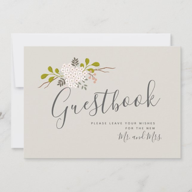 Invitation Symbole du livre d'or du Mariage botanique Hydrang (Devant)