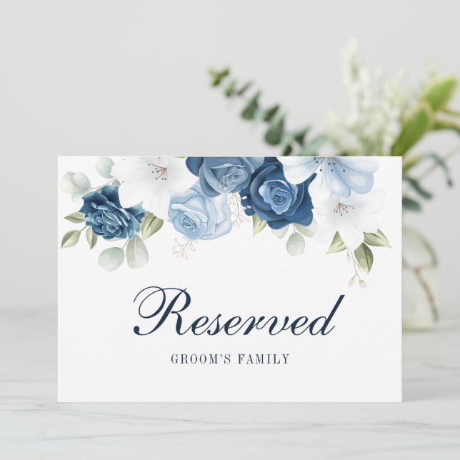 Invitation Symbole Dusty Blue Green Groom Famille Réservé (Debout devant)