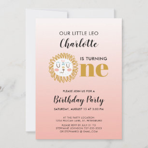 INVITATION SYMBOLE FILLE LEO JOUR PREMIER ANNIVERSAIRE