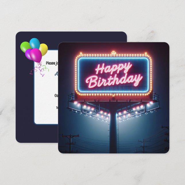 Invitation SYMBOLE Joyeux ANNIVERSAIRE DE FÊTE (Devant / Derrière)