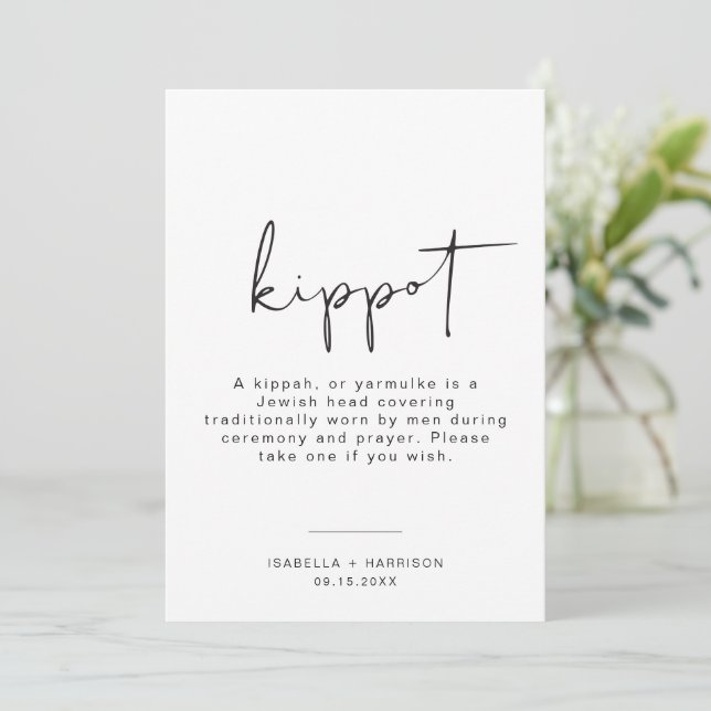 Invitation SYMBOLE Mariage Kippah Kippot ADELLA Moderne Minim (Debout devant)
