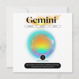Invitation Symbole moderne Zodiac Gemini Citation Air Element