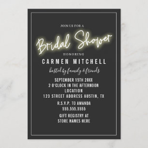 Invitation SYMBOLE NEON Fête des mariées Blanc Gris Arrière -