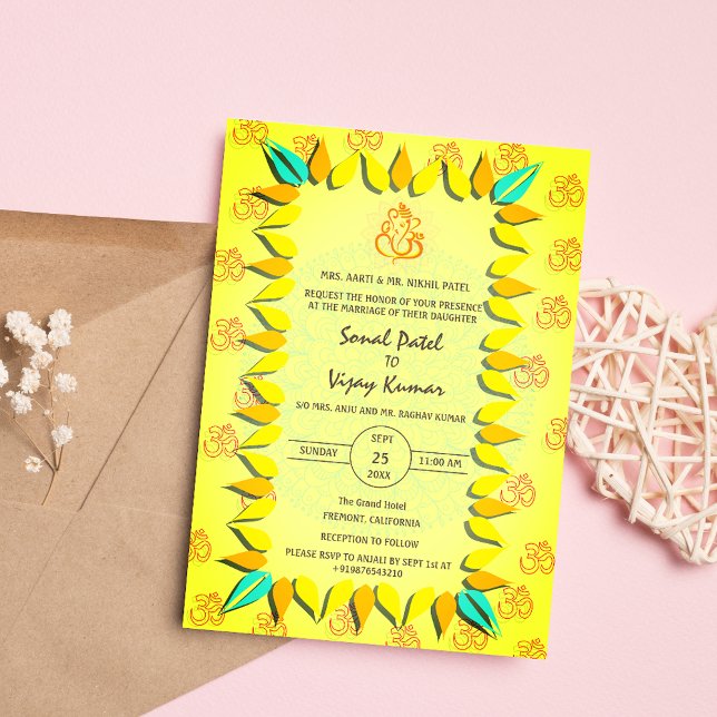 Invitation Symbole Om du logo du Mariage indien Ganesha (Créateur téléchargé)