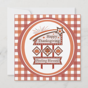 Invitation Symbole rétro du bon thanksgiving béni