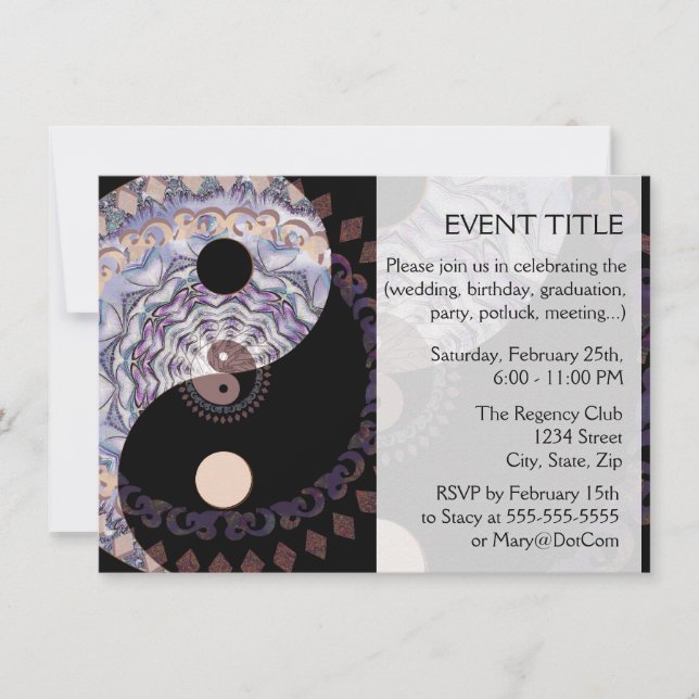 Invitation SYMBOLE YIN Yang Mandala (Devant)