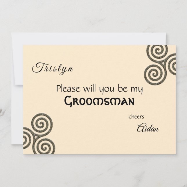 Invitation Symboles celtiques et feuillage sur la crème (Devant)