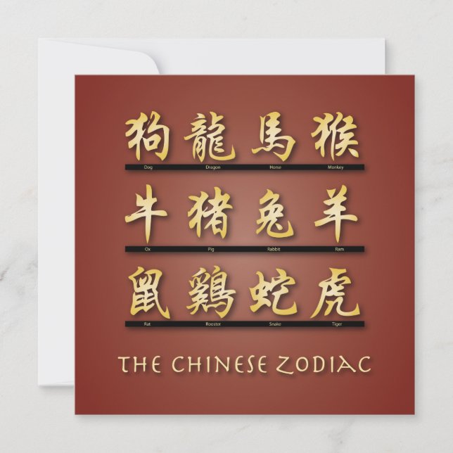 Invitation Symboles chinois du zodiaque (Devant)