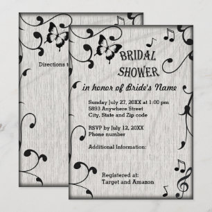Invitation Symboles de musique, Feuille, Gris Fête des mariée