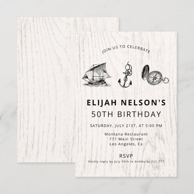 Invitation Symboles du Nautilus Anniversaire (Devant / Derrière)