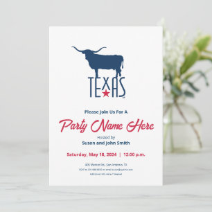 Invitation Symboles du Texas, Longhorn, marine