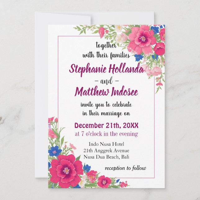 Invitation Symbolisme intemporel Foxglove en fête Mariage (Devant)