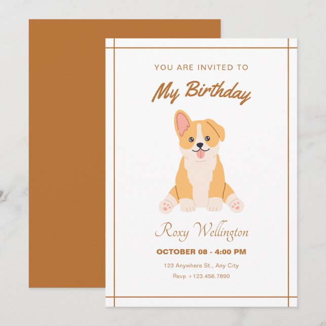 Invitation Sympa drôle chien anniversaire (Devant / Derrière)