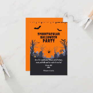 Invitation Sympa spottacular orange fantôme fête d'Halloween