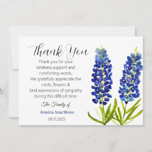 Invitation Sympathy Bluebonnets Funeral Death Merci