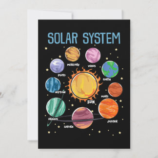 Invitation Système solaire Planètes Science Space Boys Girls 