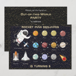 Invitation Système solaire pour enfants Astronaut Monogramme 