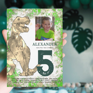 Invitation T-Rex Dinosaur 5e fête d'anniversaire