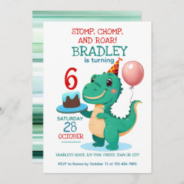 Invitation T Rex Dinosaur 6e anniversaire fêtrement Invitatio