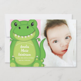 Invitation T-Rex Dinosaur Baby shower rose