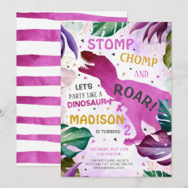 Invitation T Rex Dinosaur Fille Anniversaire