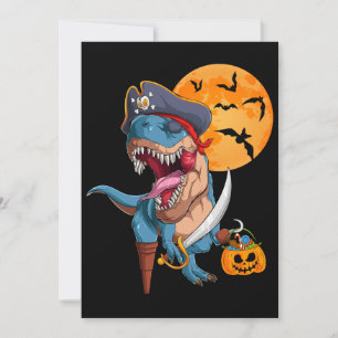 Invitation T-Rex Pirate Treat Halloween Dinosaur