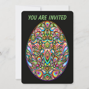 Invitation T-Shirt bio pour enfants motif œuf de Pâques psych