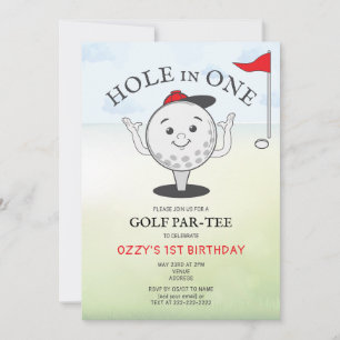 Invitation T-shirt Golf Trous en Un 1er Anniversaire Par-Tee