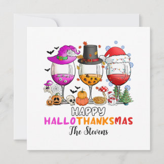 Invitation T-Shirt Verre à Vin Joyeux Hallowthanksmas