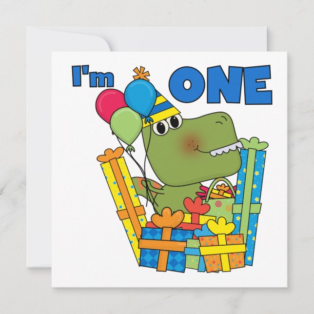 Invitation T-shirts et cadeaux Little Dino 1er anniversaire (Devant)