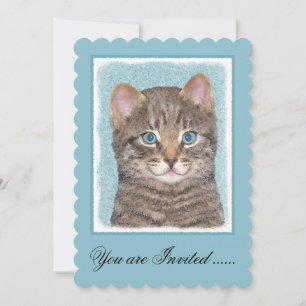 Invitation Tabby Gris Peinture Chat - Cute Original Art Chat