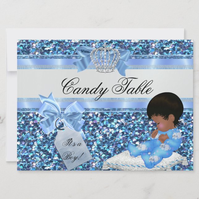 Invitation table 2 Baby shower Garçon Bleu Petit Prince Bunni (Devant)