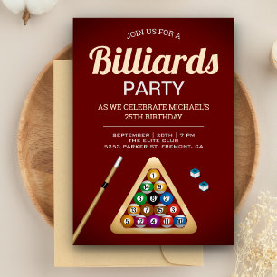 Invitation Table de billard rouge Snooker Fête d'anniversaire