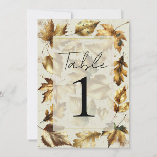 Invitation Table de mariage glamour beige et amande feuilles 
