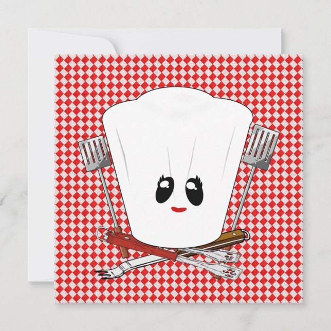 Invitation Table de pique-nique avec Casquette chef et outils (Devant)