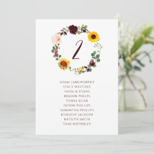 Invitation Table de plan de salle de mariage automne tourneso