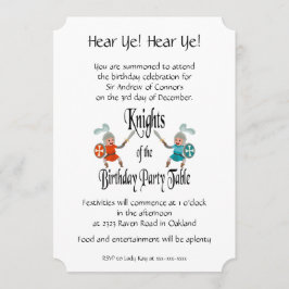 Invitation Table des Chevaliers de fête d'anniversaire