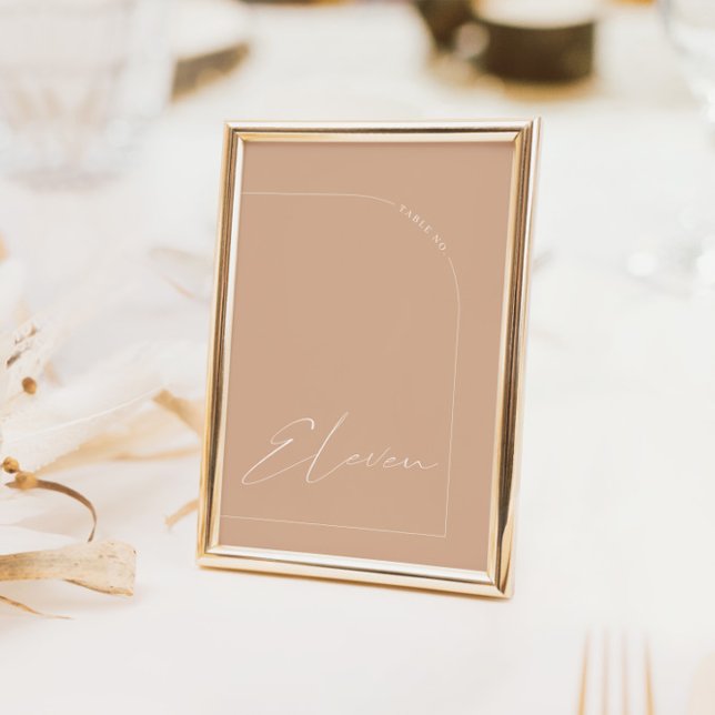 Invitation Table moderne Boho Tan Arch Onze Numéro de tableau (Modern Boho Tan Arch Table Eleven Table Number)