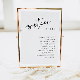 Invitation Table Numéro 16 Plan de table seize Carton de plac