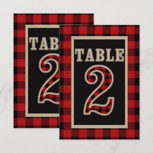 Invitation Table numéro 2 rustique carreaux rouge et noir Buf
