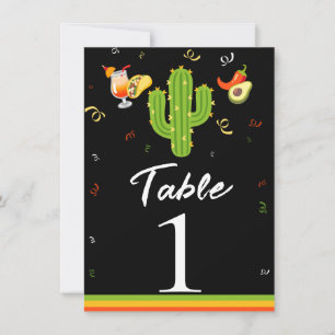 Invitation Table numéro de fête du Cactus à Cœur Jaune Amour