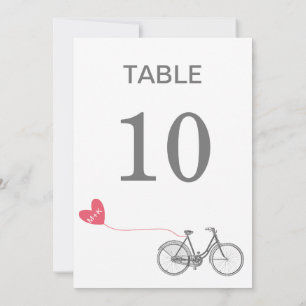 Invitation Table numéro vélo romantique avec initiales