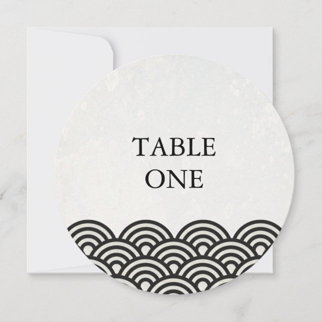 Invitation Table rond numéro avec vagues stylisées Seigha jap (Devant)