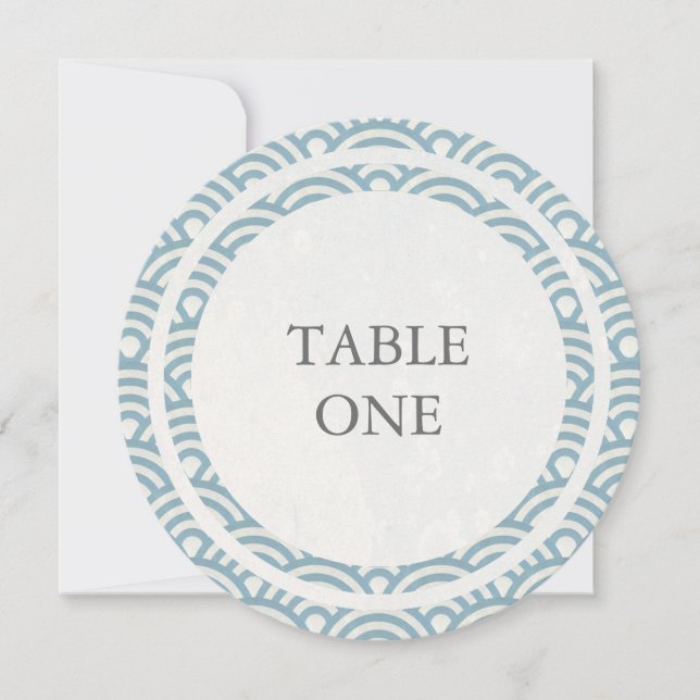 Invitation Table ronde vagues stylisées Seigha japonaises Nom (Devant)