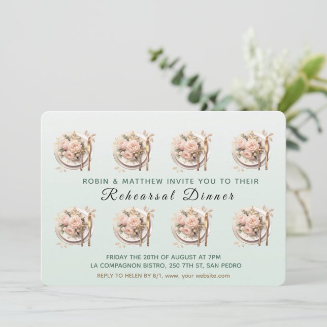 Invitation Table tendance La Nuit Avant Le Dîner De Répétitio (Debout devant)