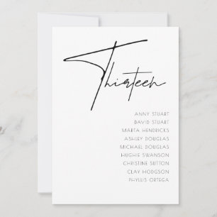 Invitation Tableau 13 Mariage moderne Numéro de tableau modèl