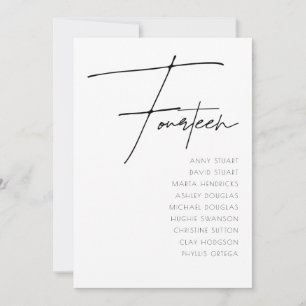 Invitation Tableau 14 Mariage moderne Numéro de tableau modèl